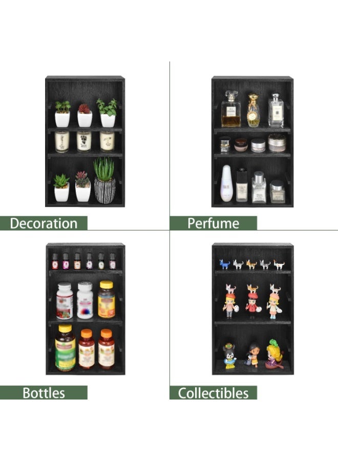 Wooden Wall-Mounted Display Shelf Rack, 5 Adjustable Shelves, 28x8x41cm, for Collectibles, Perfume & More - Image 2