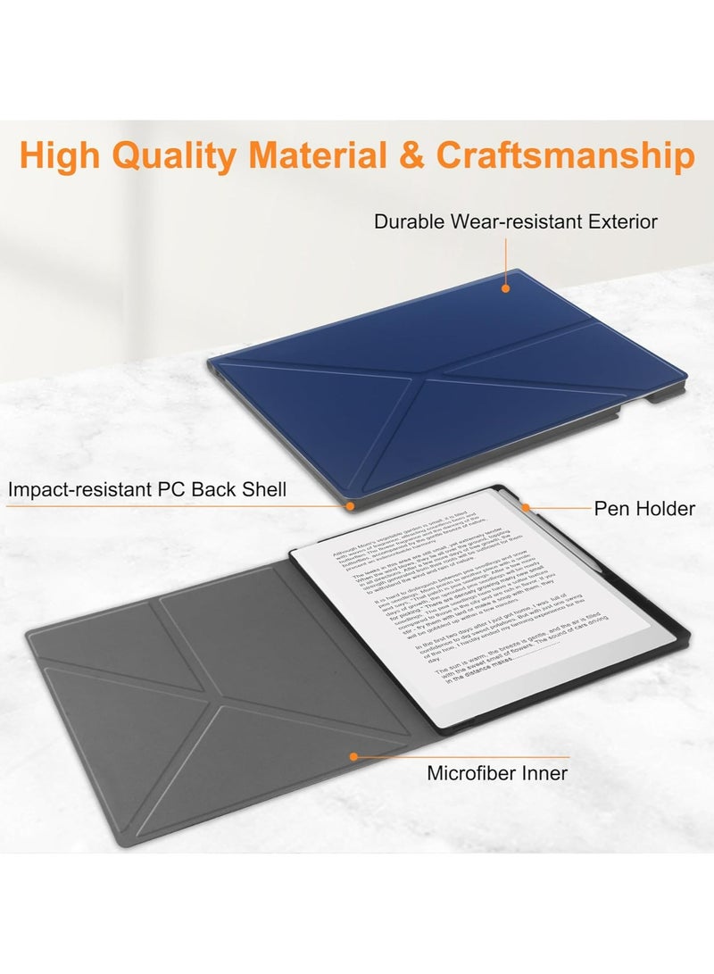 روك بو حافظة لجهاز Remarkable Paper Pro مقاس 11.8 بوصة (إصدار 2024)، مع تصميم حامل ثابت قابل للطي وجيب للقلم، تناسب الكمبيوتر اللوحي الورقي الرائع بشاشة ملونة مقاس 11.8 بوصة، وخاصية النوم/الاستيقاظ التلقائي، باللون الأزرق - Image 4