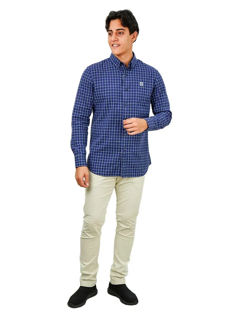 جيوردانو قميص رجالي قطن أكسفورد بأزرار كاملة وأكمام طويلة بقصة ضيقة