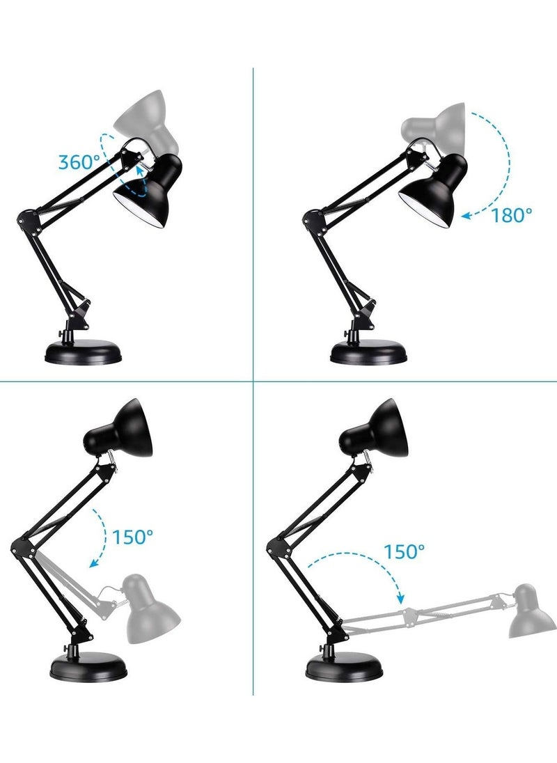 Generic Geometric Desk Lamp with Adjustable Swing Arm - Black  - Image 2