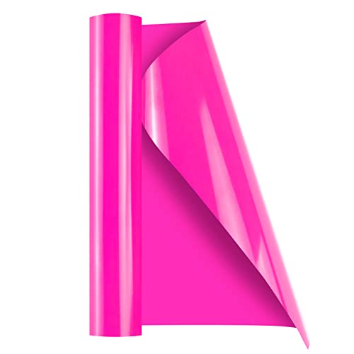 HTVRONT HTV Pink Heat Transfer Vinyl Roll - 12in x10ft PU, Easy to Cut & Weed for Heat Apply Vinyl Design (Hot Pink) - Image 1