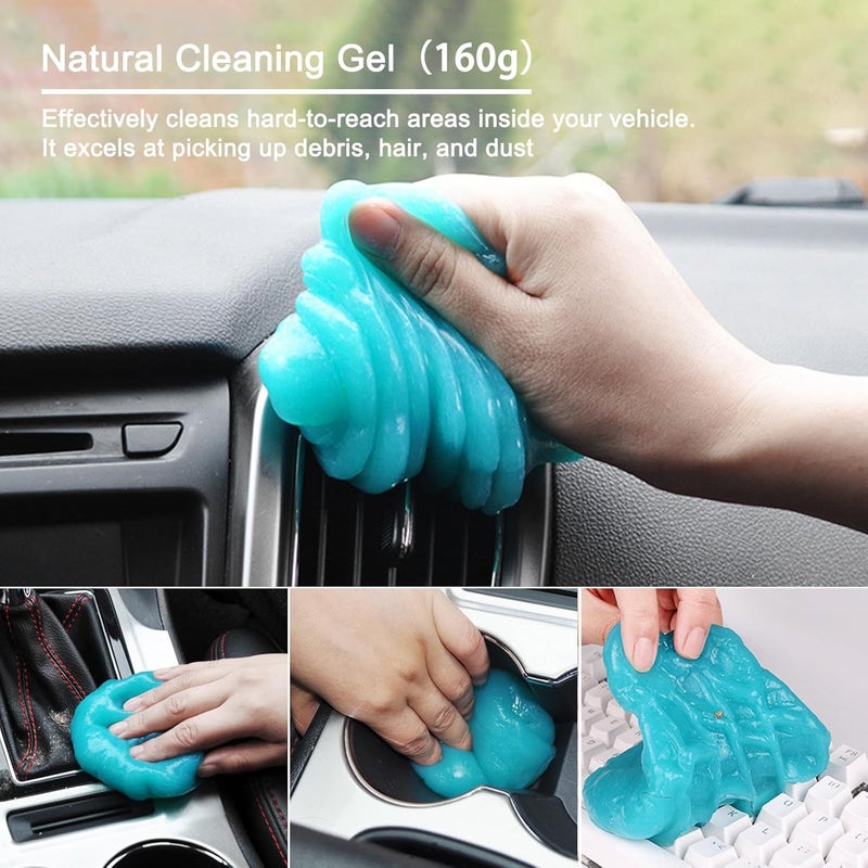 Juformin 7PCS Car Detailing Brush Set with Natural Cleaning Gel - Image 3