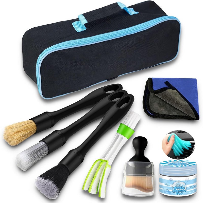 Juformin 7PCS Car Detailing Brush Set with Natural Cleaning Gel - Image 1