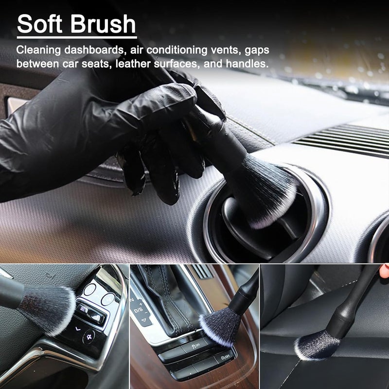 Juformin 7PCS Car Detailing Brush Set with Natural Cleaning Gel - Image 5