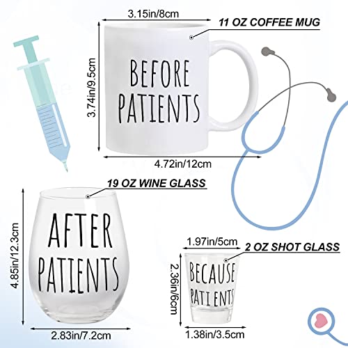 Frerdui Before Patients After Patients Gifts Set - 11oz Coffee Mug and 19oz Wine Glass Set Gift Idea for Dentists, Doctors, Hygienists, Assistants, Physician, Nurse Gift for women - Image 2