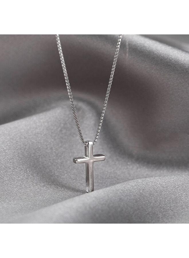 GELESE S925 Sterling Silver Simple Cross Necklace Women's Fashion Niche Design Clavicle Chain Personality All-match Pendant Necklace