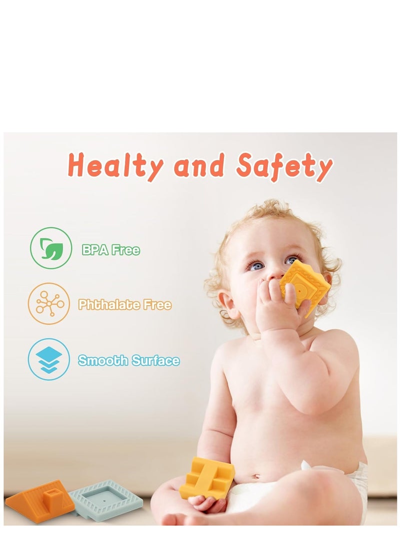 كاست ويف Baby Blocks Soft Building Blocks, 10 PCS Stacking Blocks Montessori Sensory Squeeze Baby Teething Toys for Toddler Kids 6 12 18 Months, Ideal Gift for Baby Boys Girls Birthday - Image 4