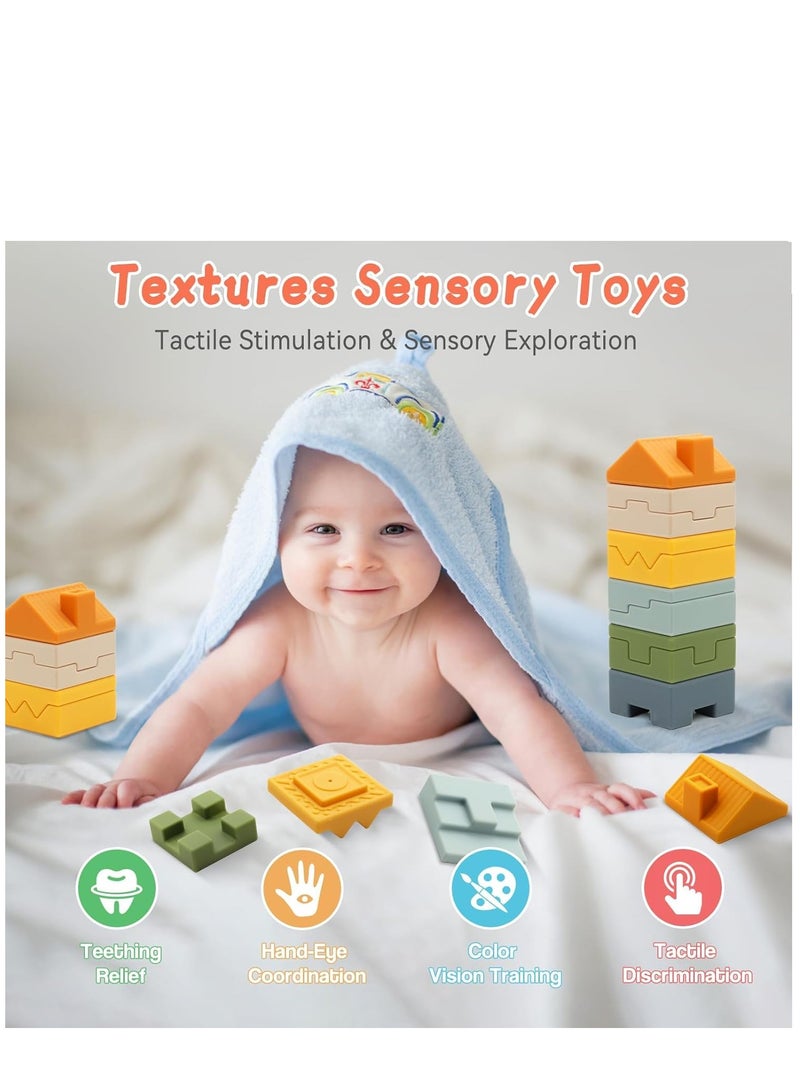 كاست ويف Baby Blocks Soft Building Blocks, 10 PCS Stacking Blocks Montessori Sensory Squeeze Baby Teething Toys for Toddler Kids 6 12 18 Months, Ideal Gift for Baby Boys Girls Birthday - Image 3