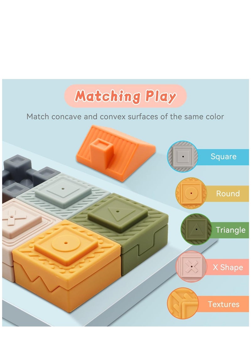كاست ويف Baby Blocks Soft Building Blocks, 10 PCS Stacking Blocks Montessori Sensory Squeeze Baby Teething Toys for Toddler Kids 6 12 18 Months, Ideal Gift for Baby Boys Girls Birthday - Image 2