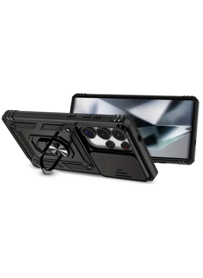 جراب هاتف مقاوم للصدمات مع حامل معدني، متوافق مع هاتف Samsung Galaxy S24 Ultra - Image 2