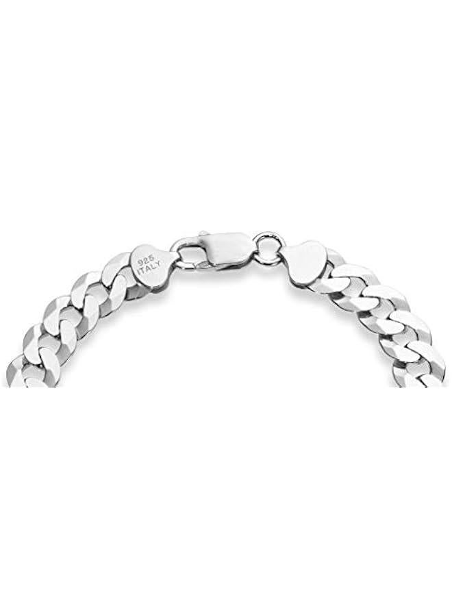 Arabest Italian 925 Sterling Silver Solid 9mm Diamond-Cut Cuban Link Curb Chain Bracelet for Men, Made in Italy - Image 3
