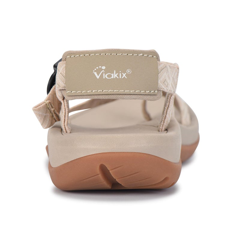 Viakix Womens Walking Sandals: Cute Stylish Comfy Athletic Sport Outdoor Hiking Sandal for Trekking Water Wide Width Beach, Beige 8 - Image 4