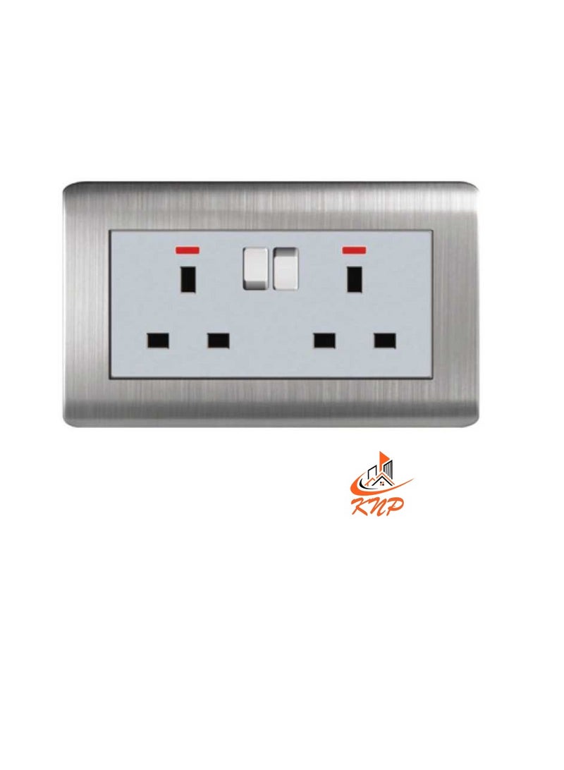 KNP 13A 2 Gang Socket - Stainless Steel  - Image 2