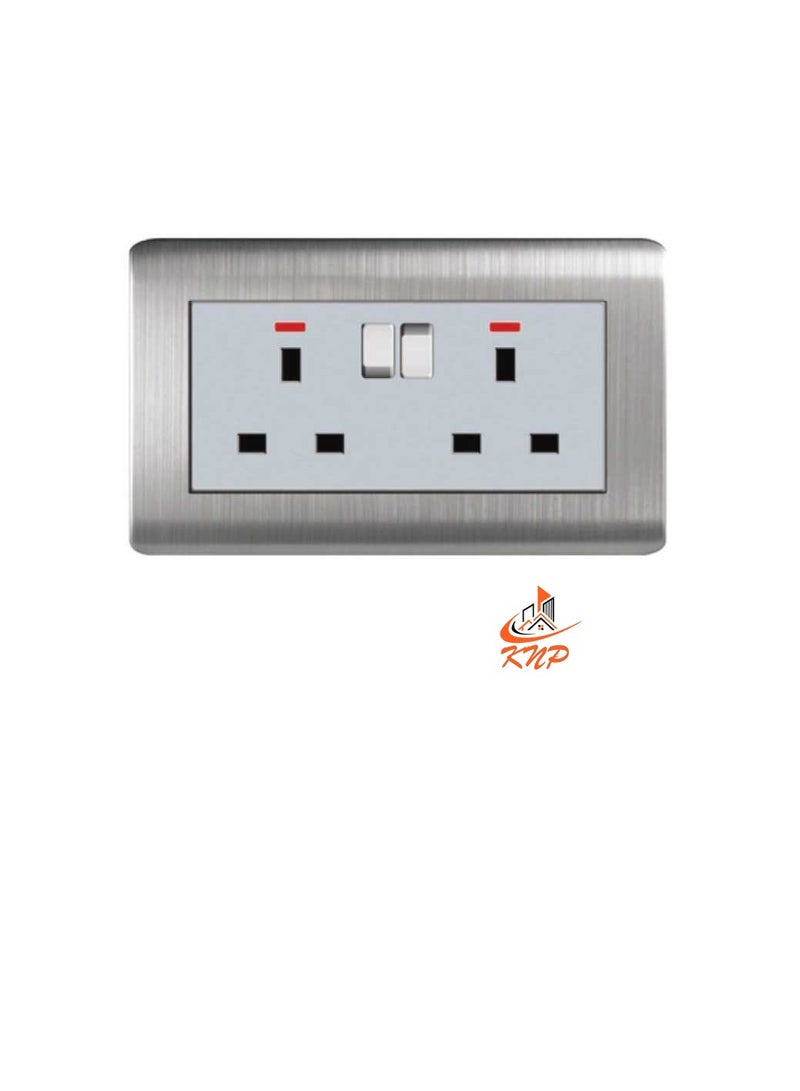 KNP 13A 2 Gang Socket - Stainless Steel  - Image 1
