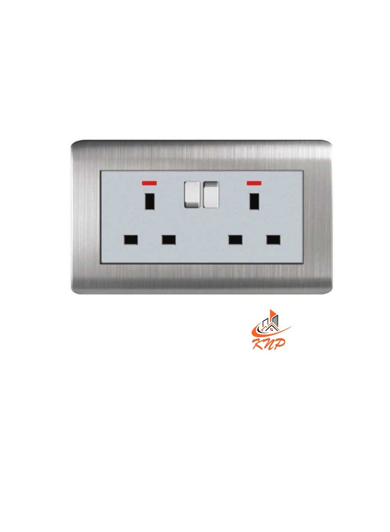 KNP 13A 2 Gang Socket - Stainless Steel  - Image 3