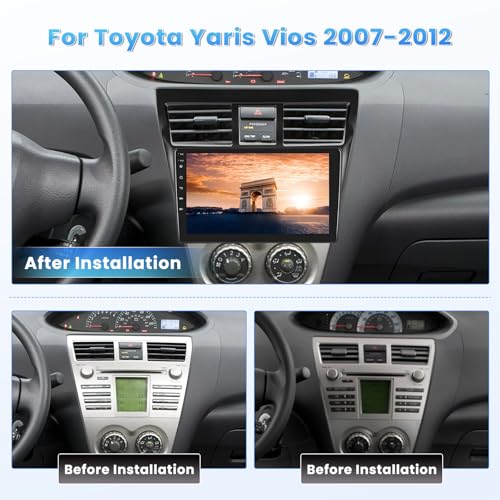 Roinvou [2G+64G] Car Radio for Toyota Yaris Vios 2007-2012 with Wireless Carplay/Android Auto, 9 Inch Android 13 IPS Touch Screen Car Stereo, Bluetooth, GPS Navi, WiFi, SWC, 28UI, DSP + Backup Camera - Image 2