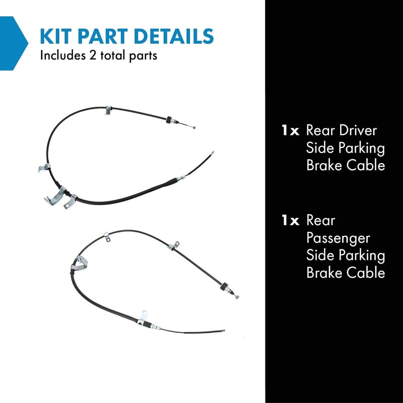 TRQ Rear Parking Brake Cable Set for Hyundai Accent and Kia Rio - Image 2