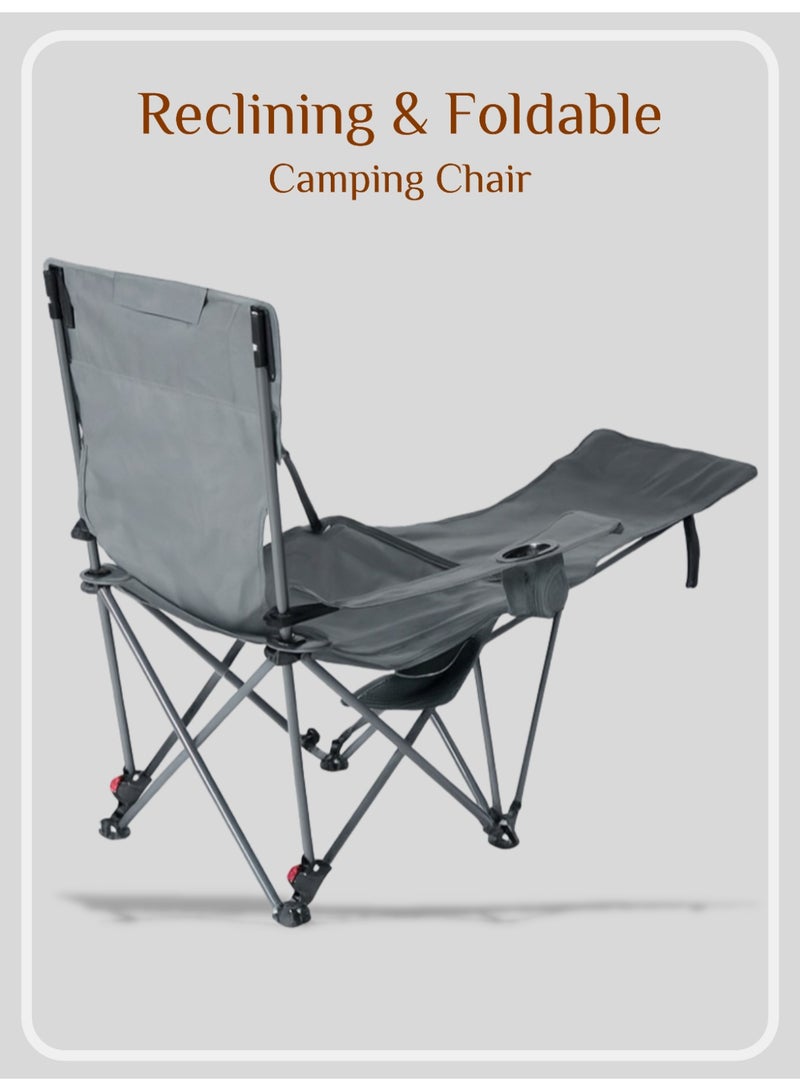 Raz كرسي تخييم قابل للطي مع مسند للقدمين - طول 165 سم، قابل للتعديل على 4 مستويات، مصنوع من قماش أكسفورد 600D، يتحمل حتى 300 كجم - Image 2