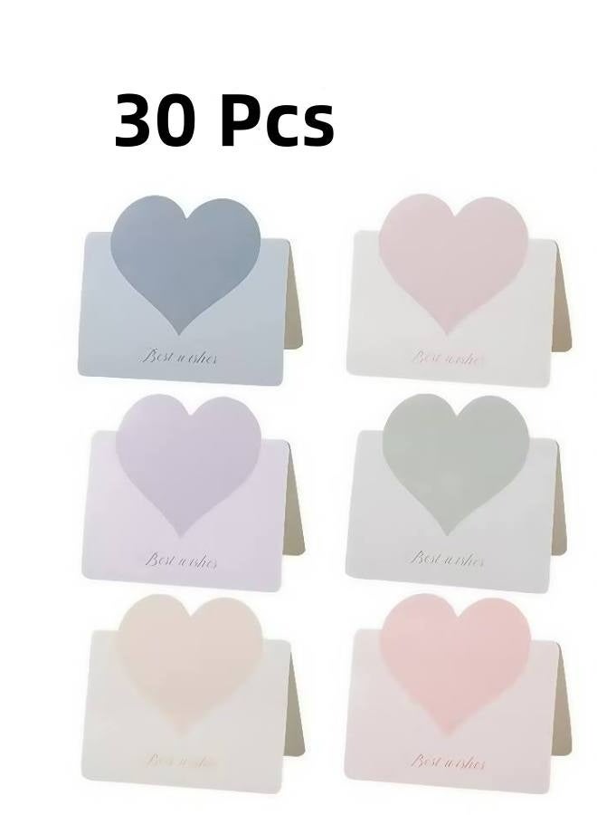 30 Pcs Foldable Love Heart Greeting Cards, Color Romantic Heart Blank Cards Note Card, Wedding Card Flower for all kinds of Greeting Card (6 colors) - Image 1
