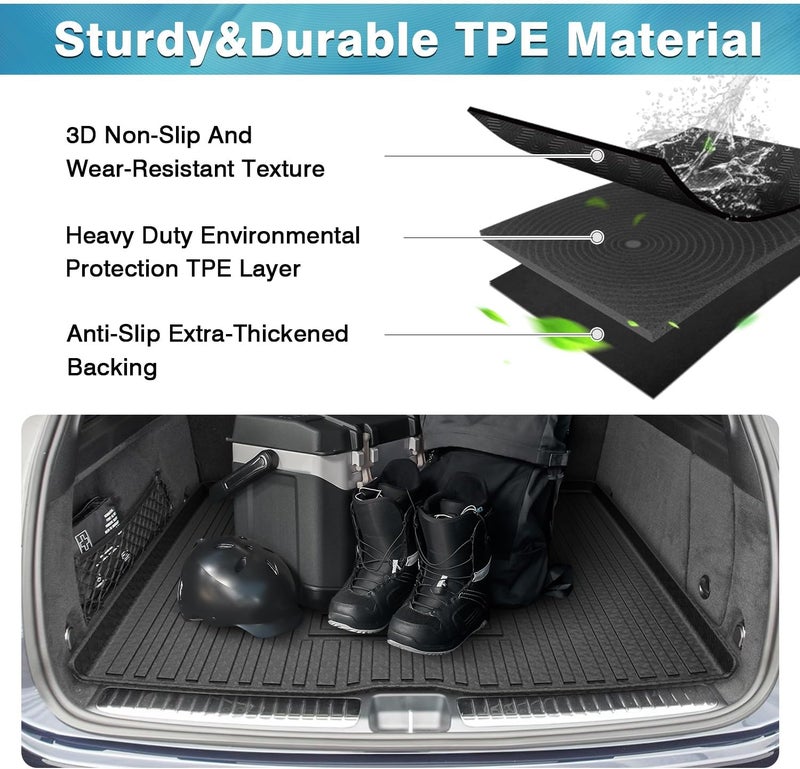 Mixsuper Custom Fit Cargo Liner for 2020-2024 Mercedes-Benz GLE Class 5 Passenger GLE Trunk Liner All Weather Durable Odorless 3D Anti-Slip Rear Trunk Cargo Mat Black Dense material - Image 4