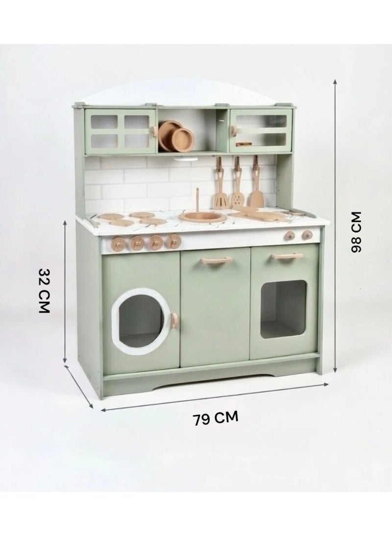 هوبي هاوس مطبخ اطفال خشبي حقيقي طقم العاب مجموعة للطبخ مع ملحقات آوني طهي للأطفال تظاهري واضاءة LED لتجربة لعب دور المطبخ التفاعلية محاكاة مناسبة للبنات والأولاد بتفاصيل أصلية وتصميم فريد - Image 2