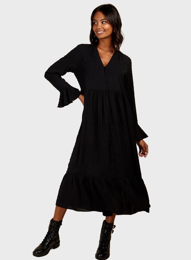 Little Mistress Black Button-Front Dress - Image 1