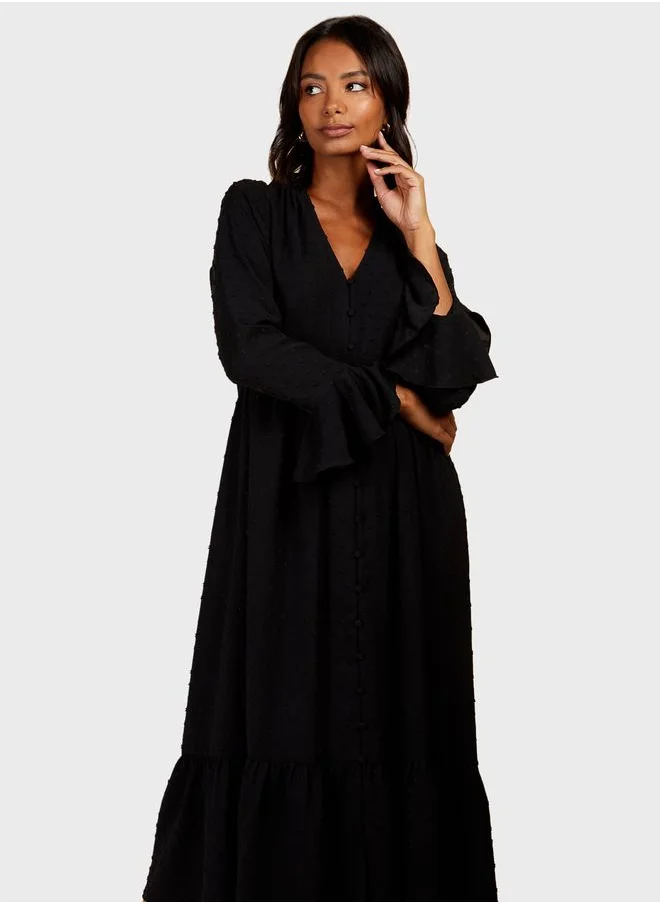 Little Mistress V - Neck Ruffle Dress