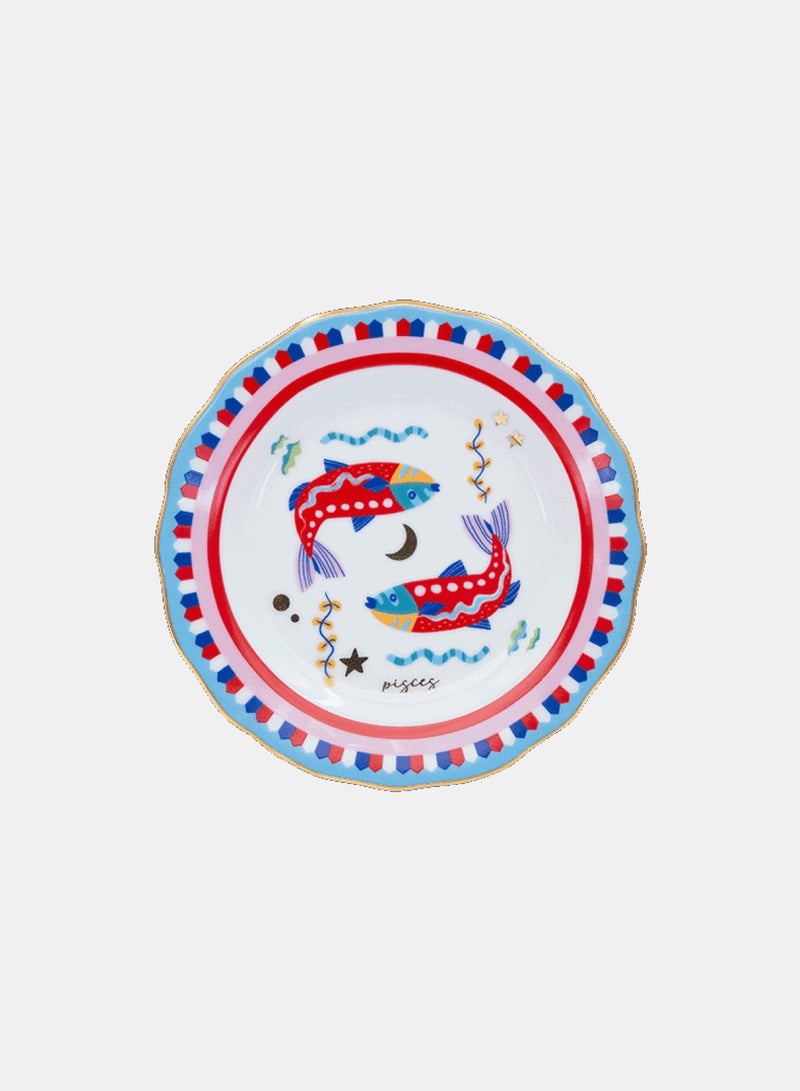 Baci milano Porcelain Decorative Plate 6.3 Inches (16 cm) – Design with Pisces Accent – Round Jewellery Tray for Table or Wall – Home Decor & Gifts for Women - Image 1