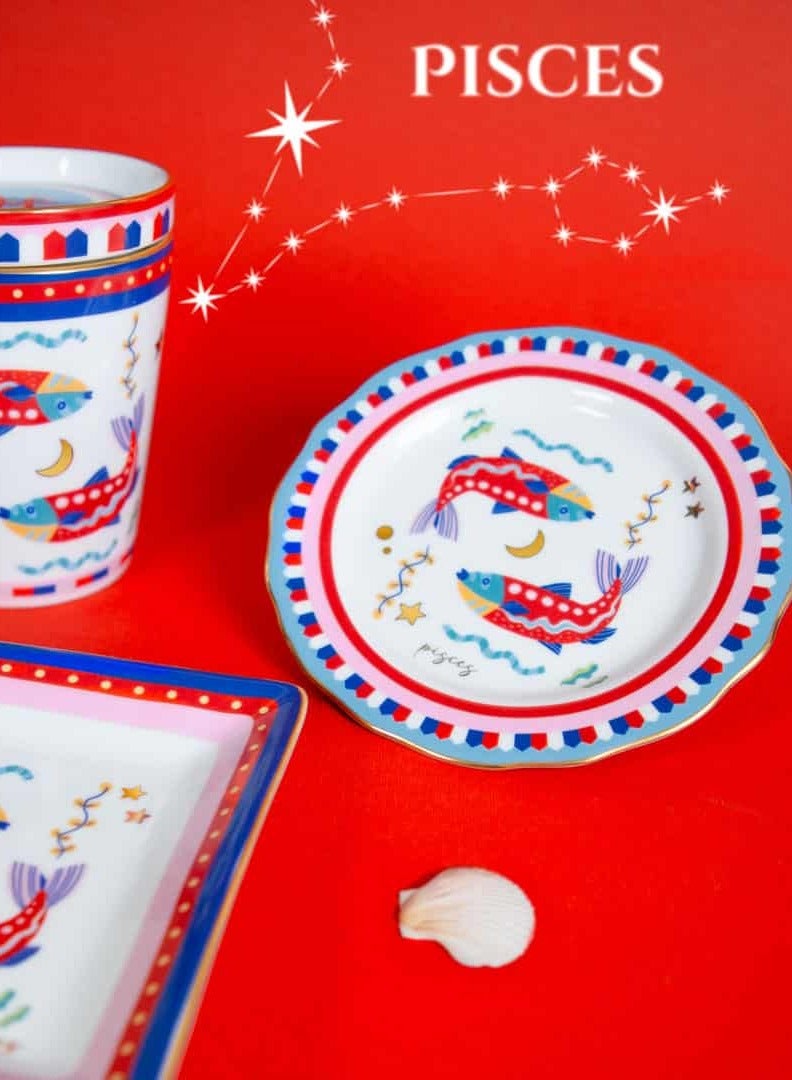 Baci milano Porcelain Decorative Plate 6.3 Inches (16 cm) – Design with Pisces Accent – Round Jewellery Tray for Table or Wall – Home Decor & Gifts for Women - Image 2