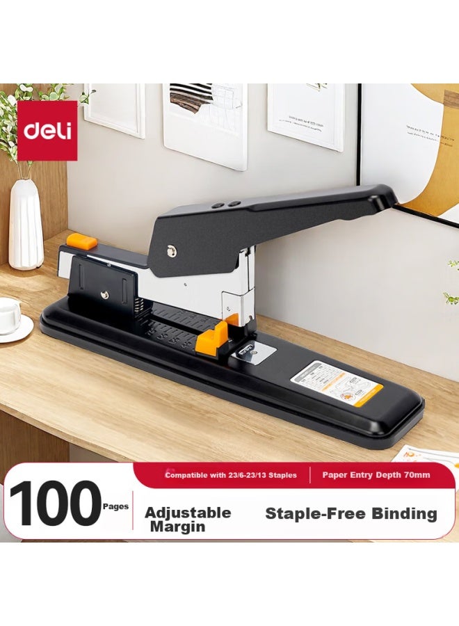 Deli 100-page Simple Heavy-duty Stapler, Large Thick Heavy-duty Stapler, Pop-up Structure, Black 0290 - Image 1