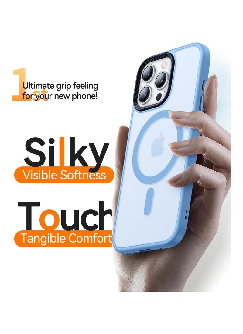 ماركة غير محددة - حالة مغناطيسية لـ iPhone 12 Pro Max Case متوافقة مع حماية Magsafe العسكرية للصف العسكري الشفاف غير اللامع في حالة هاتف مضاد للصدمة (الأزرق الفاتح) - Image 1