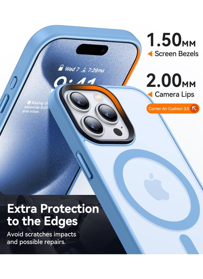 ماركة غير محددة - حالة مغناطيسية لـ iPhone 12 Pro Max Case متوافقة مع حماية Magsafe العسكرية للصف العسكري الشفاف غير اللامع في حالة هاتف مضاد للصدمة (الأزرق الفاتح) - Image 1