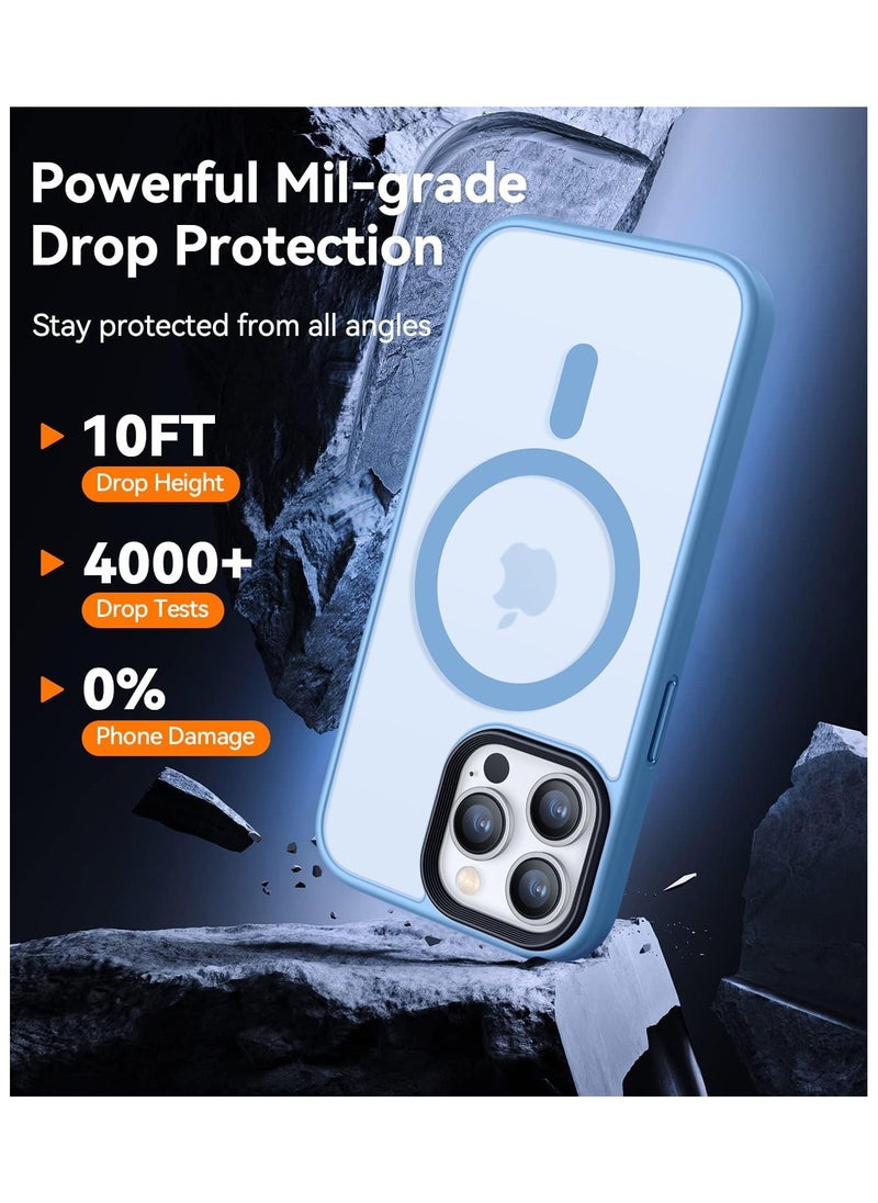 ماركة غير محددة - حالة مغناطيسية لـ iPhone 12 Pro Max Case متوافقة مع حماية Magsafe العسكرية للصف العسكري الشفاف غير اللامع في حالة هاتف مضاد للصدمة (الأزرق الفاتح) - Image 1