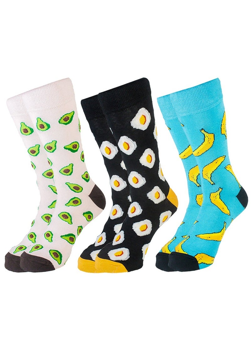 SAM SOCKS Women Set Of 3 Long Fruit Pattern 1 Sock Multi Color - Image 1