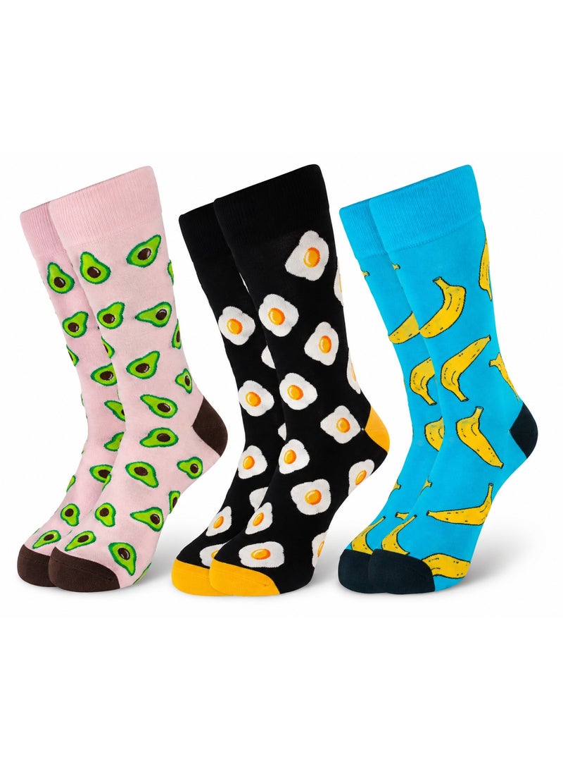 SAM SOCKS Women Set Of 3 Long Fruit Pattern 1 Sock Multi Color - Image 1