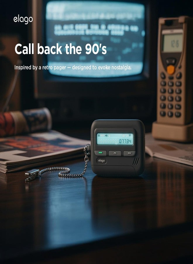 elago Pager Case for AirPods Pro 3 Case Cover - Chain Strap Included, Shock Resistant, Full Protection, for Men, for Women [Black] - Image 3