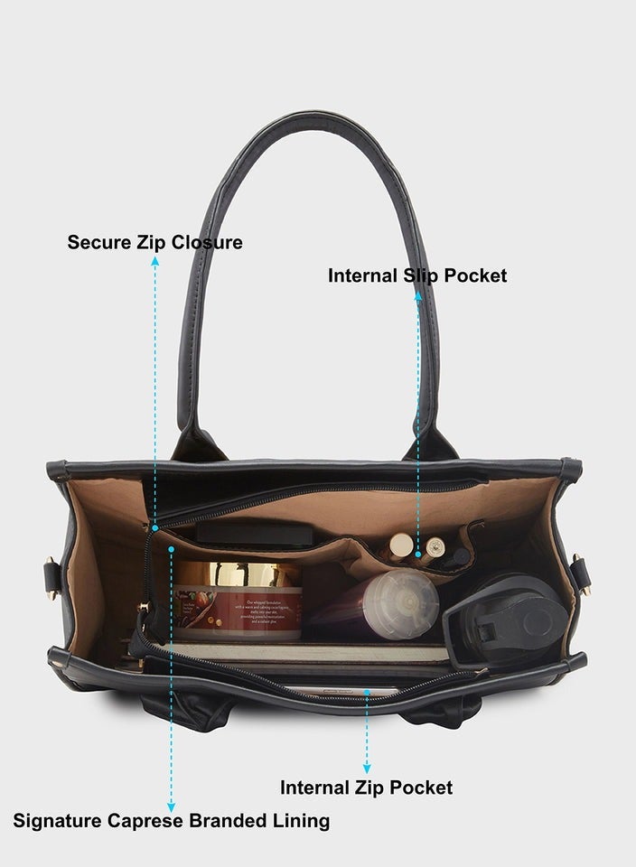 CAPRESE-CHECKER SATCHEL MEDIUM BLACK - Image 3