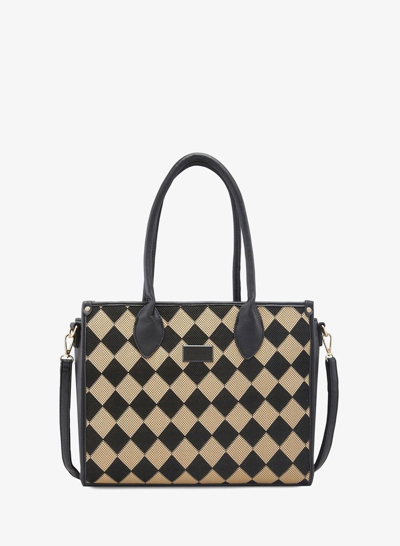 CAPRESE-CHECKER SATCHEL MEDIUM BLACK - Image 1