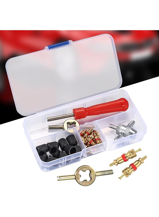 X spring Tyre Valve Core Tool Kit, 33 Pcs Valve Core Remover Tools With 20Pcs Valve Cores 10Pcs Valve Caps 1Pc Single-Head Valve Core Remover 1Pc Dual Head Valve Tool 1Pc 4-Way Valve Tool - Image 5