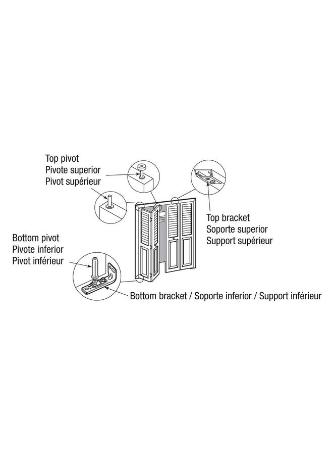 Prime-Line Prime-Line N 7534 Bi-Fold Door Hardware Repair Kit - Includes Top and Bottom Brackets, Top and Bottom Pivots and Guide Wheel - Door Repair Kit for 1" to 1-3/8" Thick Doors Up To 50 Lbs. (1 Kit), Zinc  - Image 3