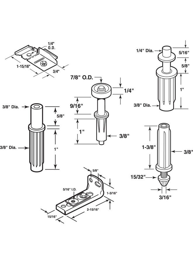 Prime-Line Prime-Line N 7534 Bi-Fold Door Hardware Repair Kit - Includes Top and Bottom Brackets, Top and Bottom Pivots and Guide Wheel - Door Repair Kit for 1" to 1-3/8" Thick Doors Up To 50 Lbs. (1 Kit), Zinc  - Image 2