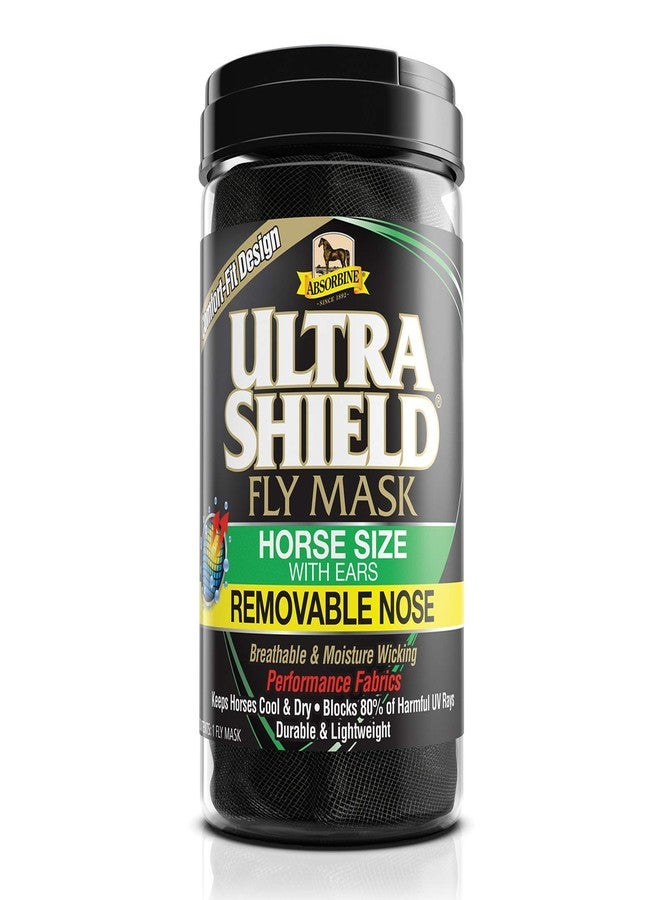 Absorbine UltraShield Equine Fly Mask, UV Protection, Horse Size with Ears & Removable Nose - Image 1