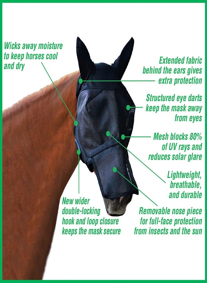 Absorbine UltraShield Equine Fly Mask, UV Protection, Horse Size with Ears & Removable Nose - Image 3