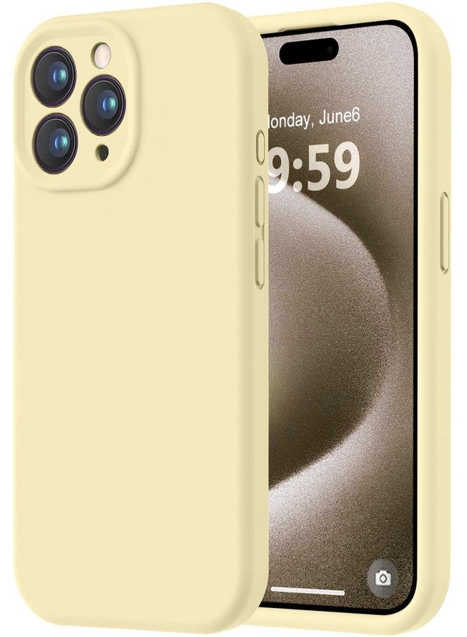 LOVE 3000 جراب LOVE 3000 مصمم خصيصًا لهاتف iPhone 15 Pro، مصنوع من السيليكون الفاخر مع بطانة ناعمة من الألياف الدقيقة المقاومة للخدش، جراب واقٍ مقاوم للصدمات مناسب للرجال والنساء والفتيات، مقاس 6.1 بوصة، لون أصفر كريمي - Image 1
