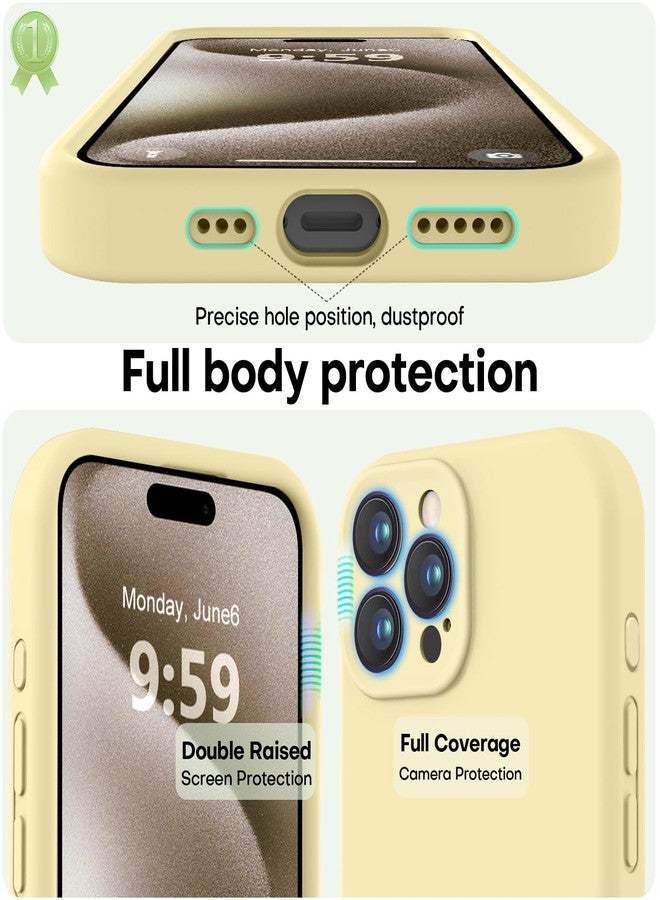 LOVE 3000 جراب LOVE 3000 مصمم خصيصًا لهاتف iPhone 15 Pro، مصنوع من السيليكون الفاخر مع بطانة ناعمة من الألياف الدقيقة المقاومة للخدش، جراب واقٍ مقاوم للصدمات مناسب للرجال والنساء والفتيات، مقاس 6.1 بوصة، لون أصفر كريمي - Image 3