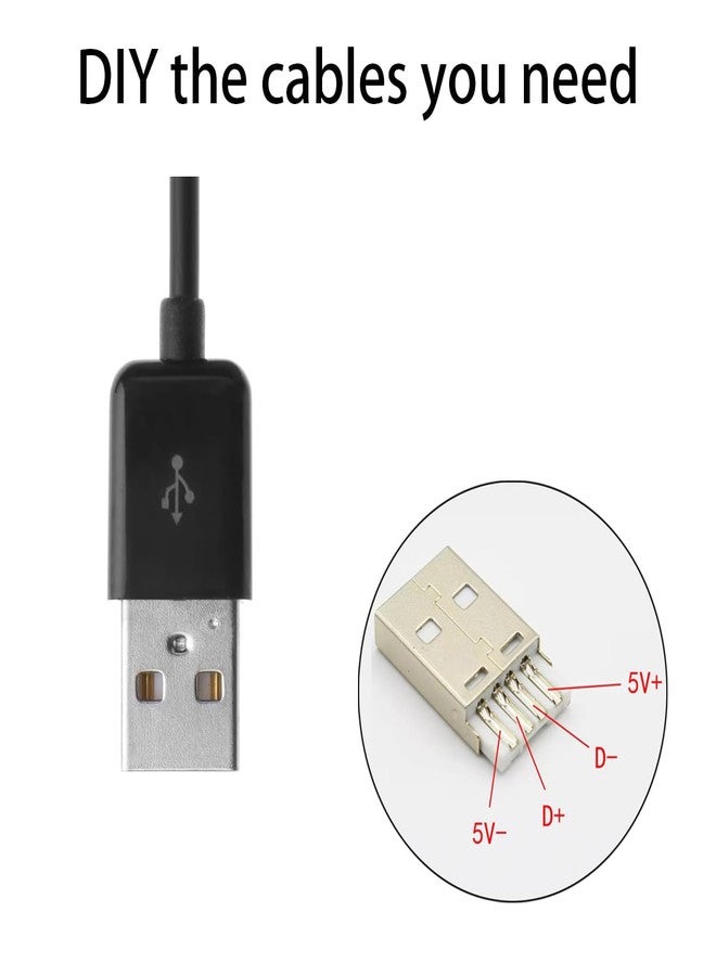 Teansic 20 Sets USB 2.0 Male Solder Socket,USB Type A 4 Pin Male Connector with Black Cover for Wire Repair、DIY - Image 5