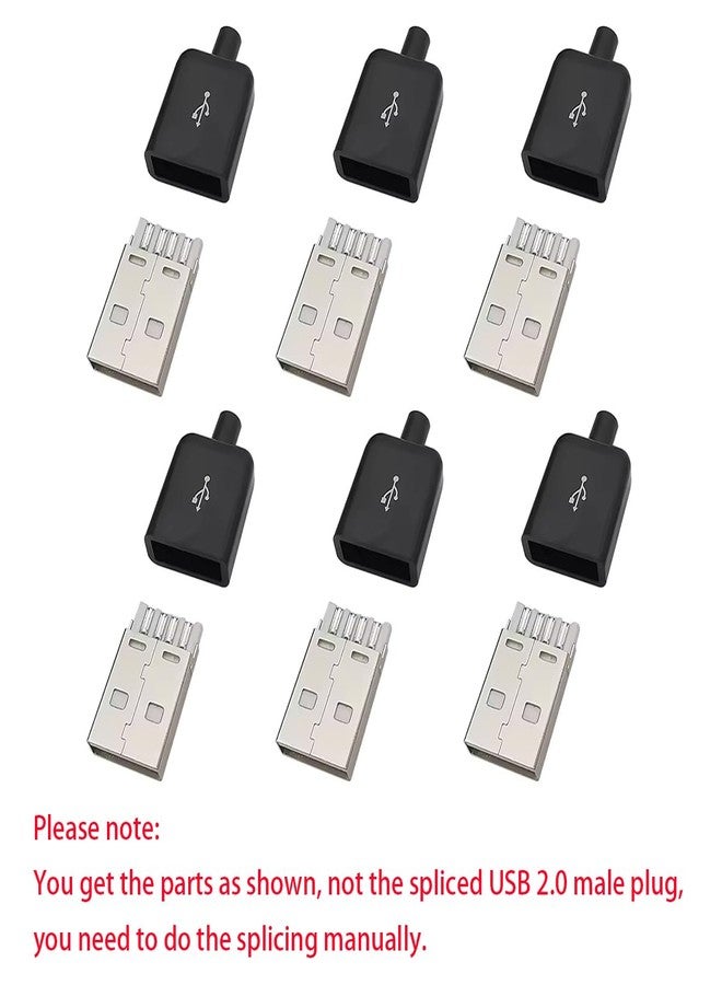 Teansic 20 Sets USB 2.0 Male Solder Socket,USB Type A 4 Pin Male Connector with Black Cover for Wire Repair、DIY - Image 2
