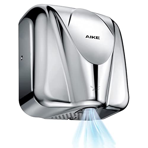 AIKE Elephant Power Commercial Hand Dryer High Speed Auto Warm Wind, Polished Stainless Steel Cover AC110V-130V Model AK2812 - Image 1