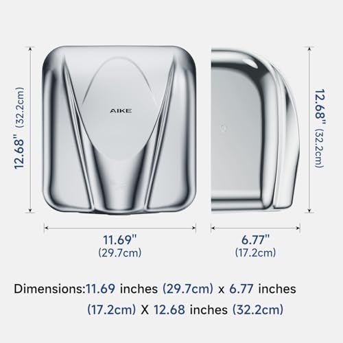 AIKE Elephant Power Commercial Hand Dryer High Speed Auto Warm Wind, Polished Stainless Steel Cover AC110V-130V Model AK2812 - Image 3