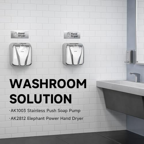 AIKE Elephant Power Commercial Hand Dryer High Speed Auto Warm Wind, Polished Stainless Steel Cover AC110V-130V Model AK2812 - Image 2